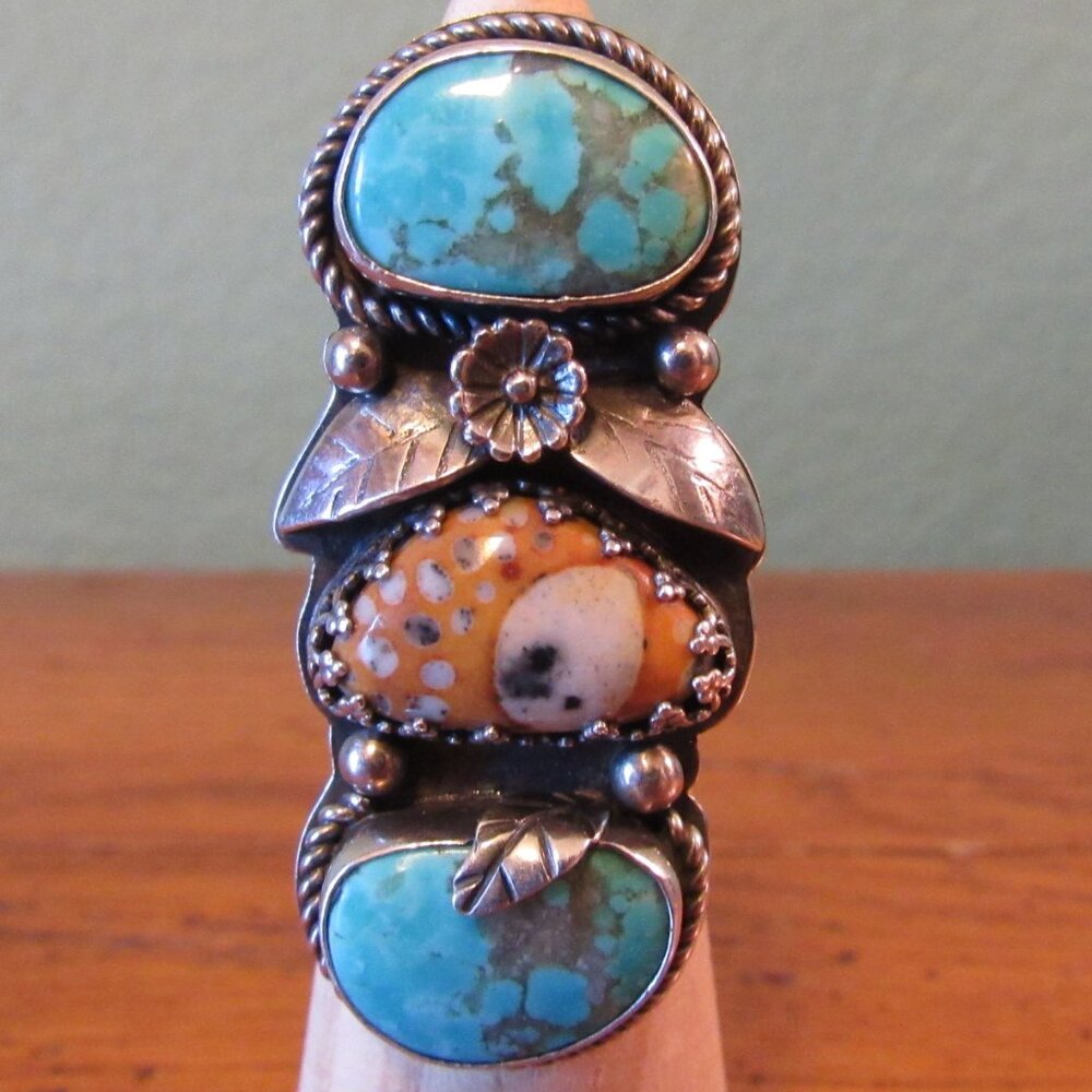 Etsy Artisan After Dark Designs Fawn Jasper Turquoise Sterling Silver Ring 6.5